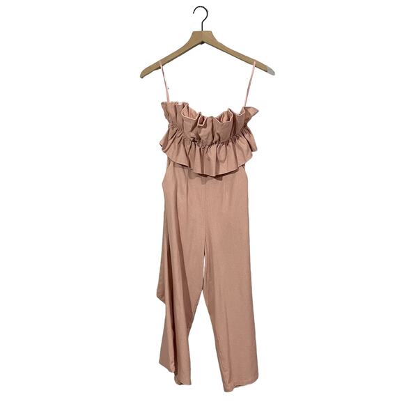 Saints + Secrets Strapless Cropped Linen Jumpsuit - Pink - Small - Picture 7 of 16